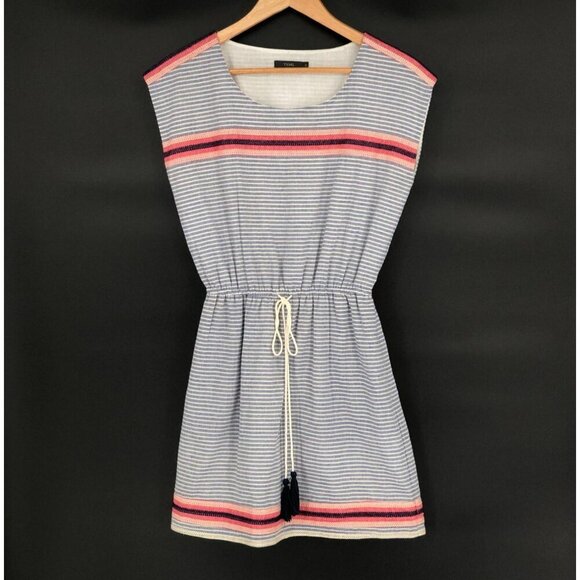 THML Dresses & Skirts - THML Women's Striped Embroidered Mini Beach Dress Size S Coastal Summer Tassels